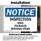 Signmission Inspection Bags Packages Personal Items, 10 in W x Rectangle, Vinyl Decal OS-2PACK-NS-D-710-L-15833 - alternate 5
